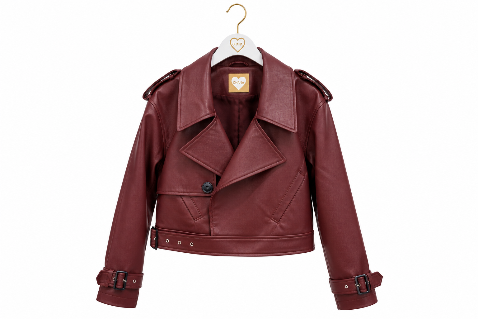 Chaqueta Efecto Polipiel Burdeos - Imagen 2
